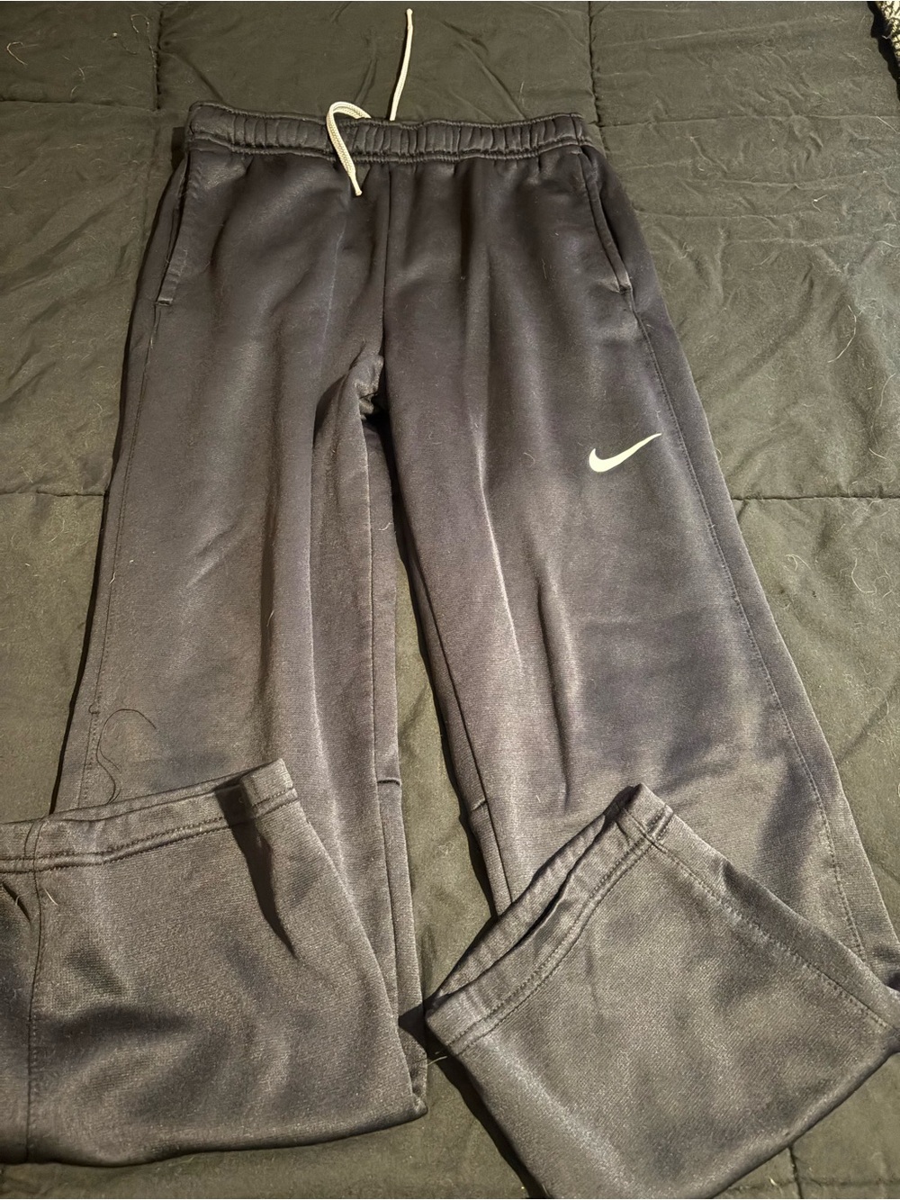 Nike Kids Black Joggers with White Swoosh Accent